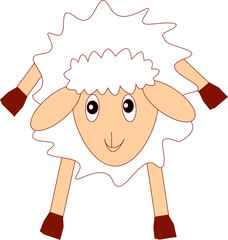 White fluffy funny smiling sheep