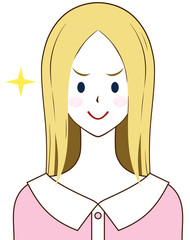 女性　得意げな顔