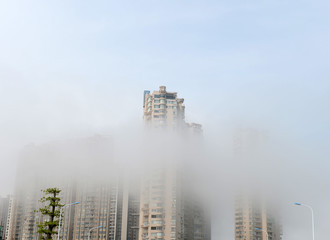city in the fog