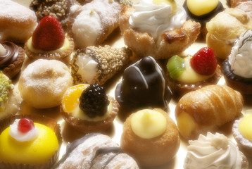 full frame photo of various italian pastries