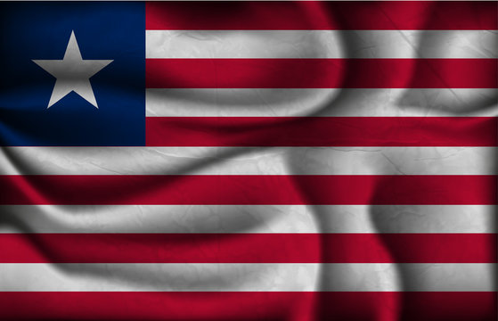 crumpled flag of Liberia on a light background