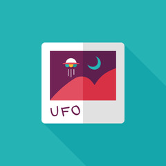 Space UFO photo flat icon with long shadow, eps10