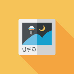 Space UFO photo flat icon with long shadow, eps10