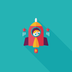 Space rocket and astronaut flat icon with long shadow,eps10