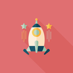 Space rocket flat icon with long shadow,eps10