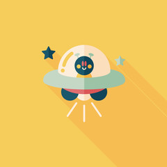 Space UFO flat icon with long shadow, eps10