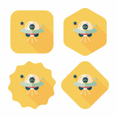 Space UFO flat icon with long shadow, eps10
