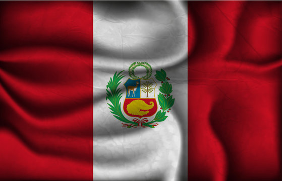 crumpled flag of Peru on a light background