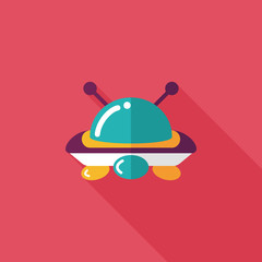Space UFO flat icon with long shadow, eps10