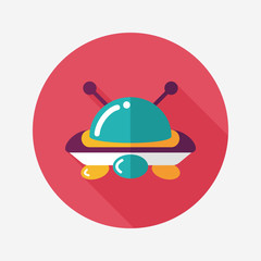 Space UFO flat icon with long shadow, eps10