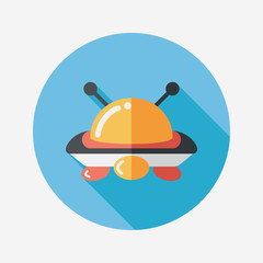 Space UFO flat icon with long shadow, eps10