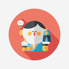 Space scientists flat icon with long shadow,eps10