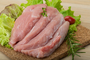 Raw pork schnitzel