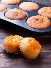 Homemade muffins with tangerines