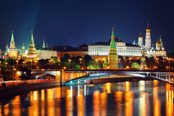 Night view of Moscow Kremlin in Russia