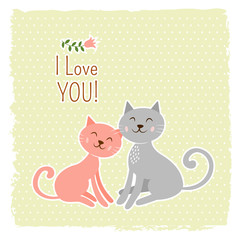Obraz na płótnie Canvas Cute cats valentine card