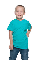 Preschool boy in a blue shirt