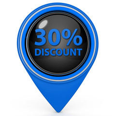 Discount thirty percent pointer icon on white background