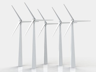 Wind turbines, 3d render