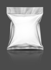 blank snack pouch isolated on gray background
