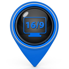 16/9 movie pointer icon on white background
