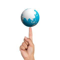 Earth globe icon on hand