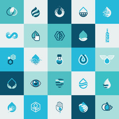 Set of flat design icons for water and nature