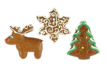 christmas gingerbread- christmas tree, snowflake and reindeer