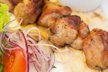 Pork bbq barbecue on a plate