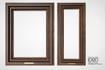 walnut wood frame isolated on white background