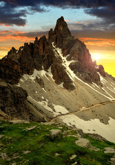 Fototapeta na wymiar Paternkofel at sunset, Dolomite Alps,Italy