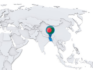 Bangladesh on a map of Asia