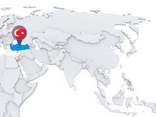 Turkey on a map of Asia
