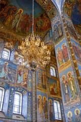 Fototapeta na wymiar Interior of the Church of Saint Savior on the Spilled Blood in Moscow, Russia