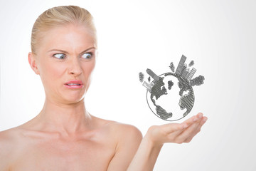 nordic girl disgusted by pollution on earth