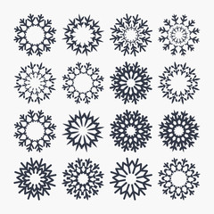 Snowflake icons. Christmas and New year symbol