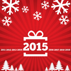 Happy New Year greeting card with flat icons