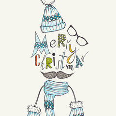 Christmas Background on Hipsters Style