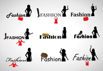 Fashion Icons Set - Isolated On Gray Background