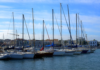 Fototapeta premium Yacht marina. Lots of beautiful yachts moored.