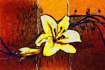 Poster Im Rahmen Abstract flower oil painting © maxtor777