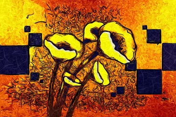 Outdoor-Kissen Abstract flower oil painting © maxtor777