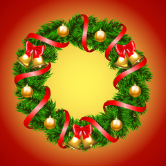 Fototapeta na wymiar Christmas fir-tree wreath
