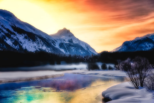 Icy mountain lriver