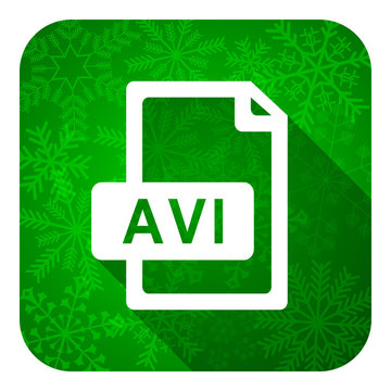 avi file flat icon, christmas button