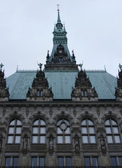Fototapeta na wymiar Fragment of facade of Hamburg Town Hall (Hamburg Rathaus, 1897)