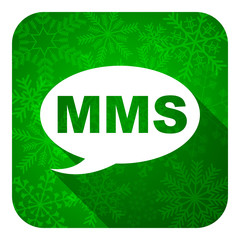 mms flat icon, christmas button, message sign