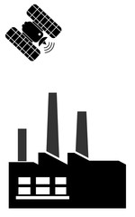 Satellite de communication au dessus d'une usine