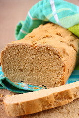 Homemade gluten free bread on a wooden table