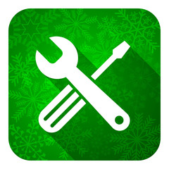 tools flat icon, christmas button, service sign